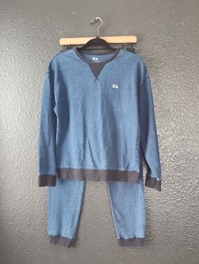 Free Assembly Blue Crewneck Sweatshirt with Navy Trim